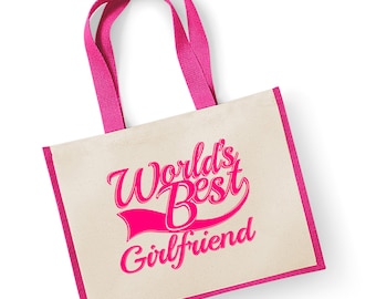 World's Best Girlfriend Gift Jute Shopping Shopper Bag