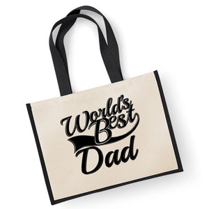 World&#39;s Best Dad Gift Jute Shopping Shopper Bag