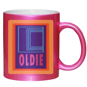 Oldie Fathers Day Retirement Secret Santa Gift Pink Glitter Mug