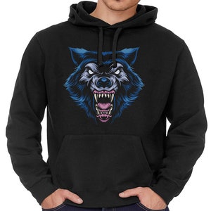 Werewolf Wolf Halloween Gift Adults Mens Unisex Black Cotton Rich Fleece Lined Hoodie