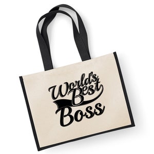 World&#39;s Best Boss Gift Jute Shopping Shopper Bag