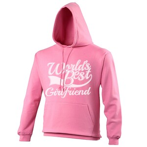 World&#39;s best girlfriend gift adults mens ladies womens candy floss pink unisex hoodie