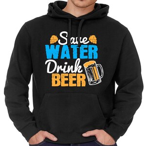 Beer Drinker bebiendo divertido eslogan papá Bod Navidad cumpleaños regalo adultos hombres negro algodón rico fleece sudadera con capucha forrada