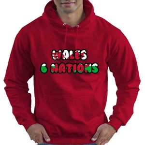 Wales Welsh Rugby 6 Nations Adult Unisex Mens Womens Hoodie Hooded Top Gift