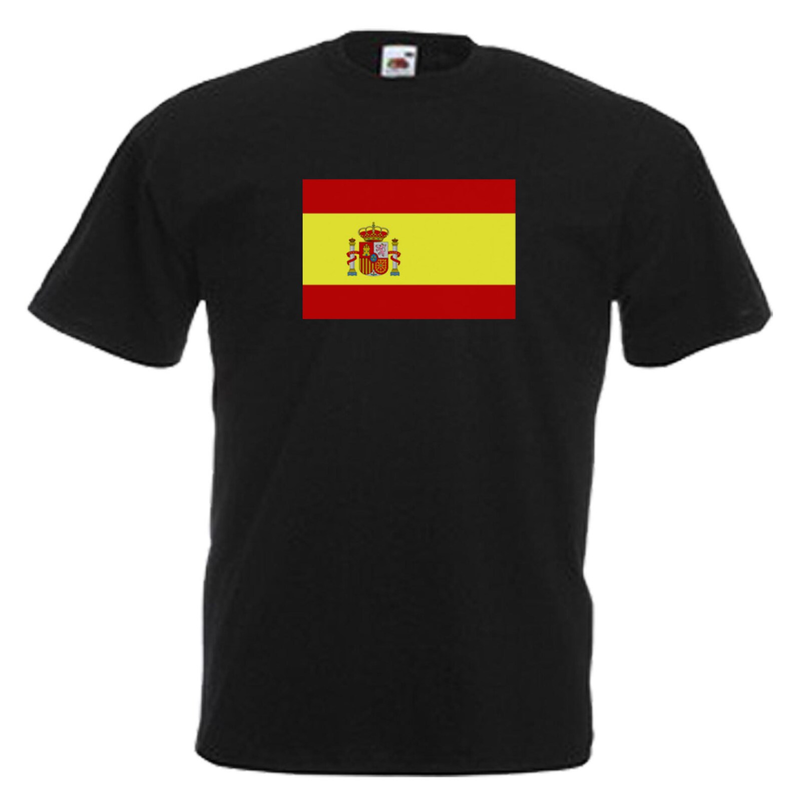 T-shirt Vintage Espagne Homme - Noir, Taille S, Coupe Ajustée, Single Stitch