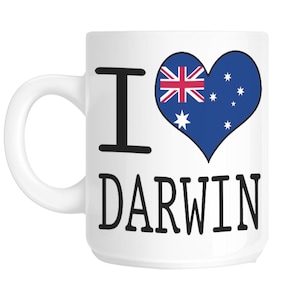 I love heart darwin australia flag design gift mug shan137