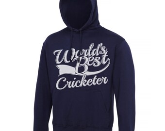 World's Best Cricketer Gift Adults Mens Ladies Womens Navy Blue Unisex Hoodie