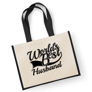 World&#39;s Best Husband Gift Jute Shopping Shopper Bag