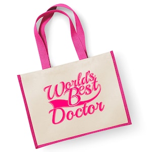 World&#39;s Best Doctor Gift Jute Shopping Shopper Bag