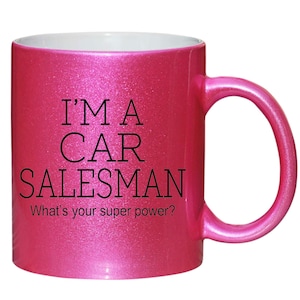 Car Salesman Gift Secret Santa Pink Glitter Mug shan1114