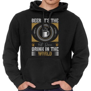 Beer Funny Slogan Dad Bod Funny Grandad Christmas Birthday Gift Adults Mens Unisex Black Cotton Rich Fleece Lined Hoodie