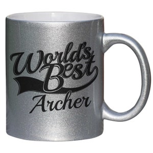 Archer World&#39;s Best Secret Santa Birthday Gift Mug Silver Glitter