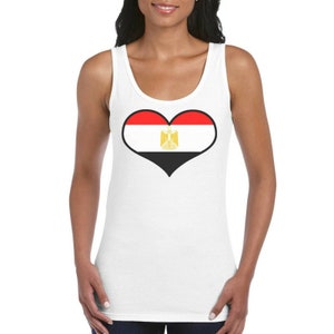 Egypt Love Heart Flag Girls Women&#39;s Ladies Tank Top Vest T Shirt White