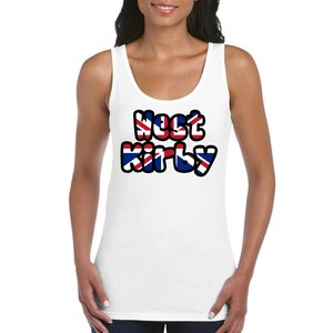 West Kirby UK Love Text Flag Girls Women&#39;s Ladies Tank Top Vest T Shirt White