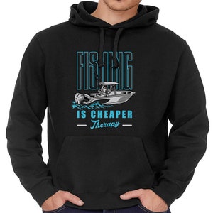 Fisherman fishing gift funny slogan adults mens unisex black cotton rich fleece lined hoodie