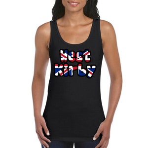 West Kirby UK Love Text Flag Girls Women&#39;s Ladies Tank Top Vest T Shirt Black