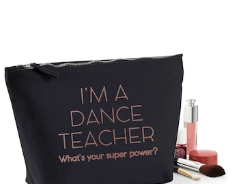 Dance Teacher Thank You Gift Women's Make Up Makeup Accessory Bag Rose Gold Print