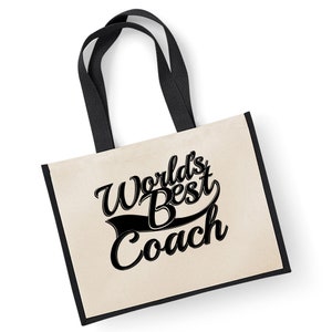World&#39;s Best Coach Gift Jute Shopping Shopper Bag