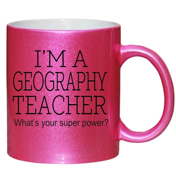 Geography Teacher Thank You Gift Pink Glitter Mug Shan384 Etsy UK