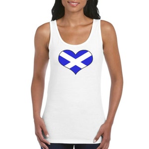 Schottland Herzen Flagge Mädchen Frauen Tank Top Weste T Shirt weiss