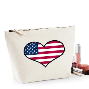 United States Heart Flag Gift Women&#39;s Makeup Bag Accessory Case