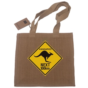 Kangaroo sign australia gift jute compact shopping bag