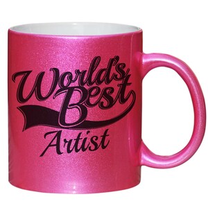 Künstler Welt beste Geheimnis Santa Geburtstag Geschenk Becher rosa Glitter