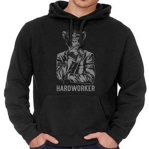 Hard Worker Number one Employee Office Secret Santa Joke Gift Adults Mens Unisex Black Cotton Rich Fleece Lined Hoodie