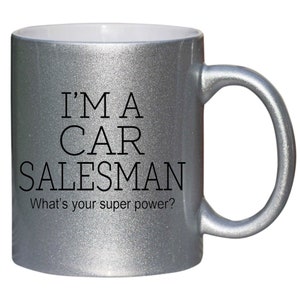 Car Salesman Gift Secret Santa Silver Glitter Mug shan1114