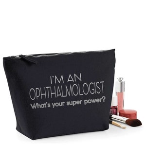 Ophthalmologist Thank You Gift Women&#39;s Make Up Makeup Accessory Bag Silver Print