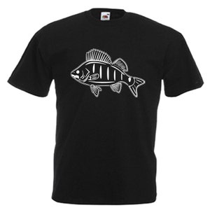 パーチ釣りギフト 大人用 ブラック T シャツ サイズ S - 3XL