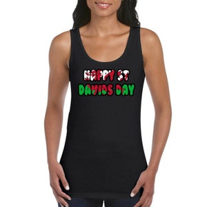 St david&#39;s day wales welsh flag girls women&#39;s ladies tank top vest t shirt black