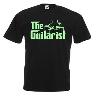 Guitarist Gift Mens Glow In The Dark Adults Black T Shirt Sizes From Small - 3XL