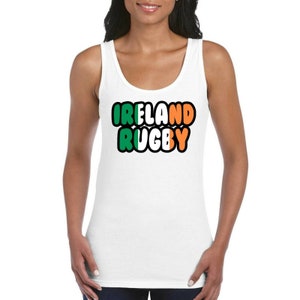 Ireland Rugby Girls Women's Ladies Tank Top Vest T Shirt White