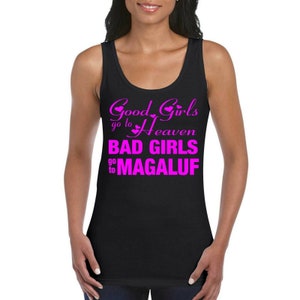 Magaluf Girls Women&#39;s Ladies Tank Top Vest T Shirt Black / Neon Pink