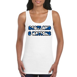 Scotland 6 nations rugby girls women&#39;s ladies tank top vest t shirt white