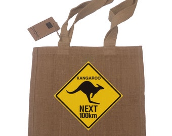 Kangaroo Sign Australia Gift Jute Compact Shopping Bag