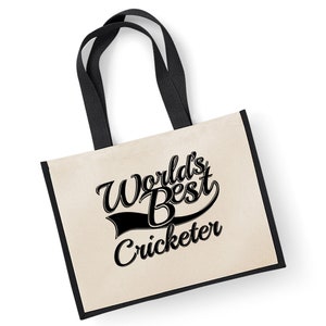 World es Best Cricketer Cricket Gift Jute Shopping Shopper Bag