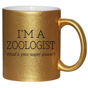 Zoologist Novelty Funny Secret Santa Birthday Christmas Gift Mug Gold Glitter shan277