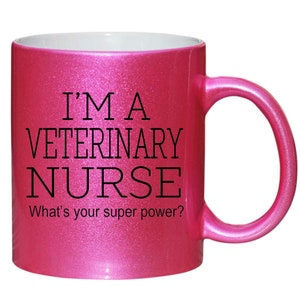 Veterinary Nurse VET Thank You Gift Secret Santa Pink Glitter Mug shan286