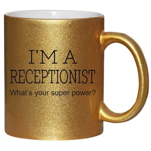 Receptionist thank you gift gold glitter mug shan307