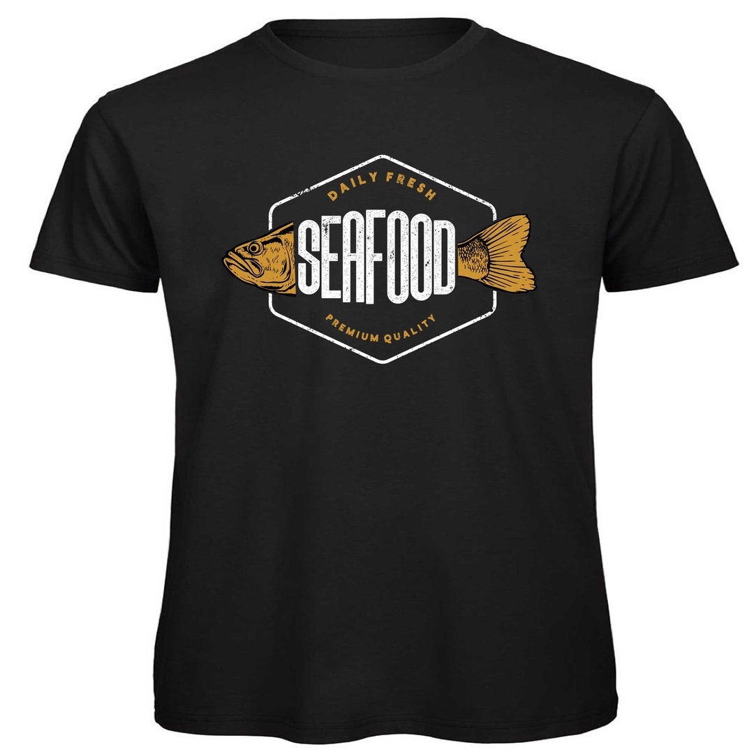 Seafood Restaurant Fresh Fish Gift Adults Mens Unisex Black Organic T