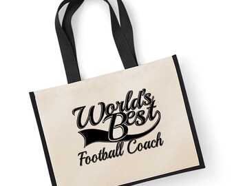 World's Best Football Coach Gift Jute Shopping Shopper Bag