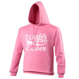 World&#39;s best lover gift adults mens ladies womens candy floss pink unisex hoodie