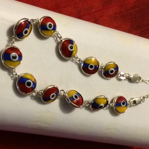 Multi Colored, &quot;Evil Eyes&quot; Bracelet, 925 Silver