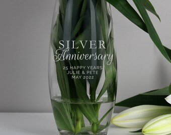 Personalised 'Silver Anniversary' Bullet Vase