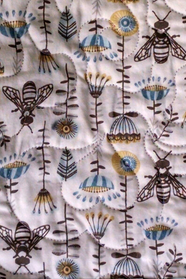 Grey Blue Woodland Quilt White Toddler Bee Quilt Baby Bee Quilt Brown Hawthorne Threads Bee Quilt Baby Quilt Owls