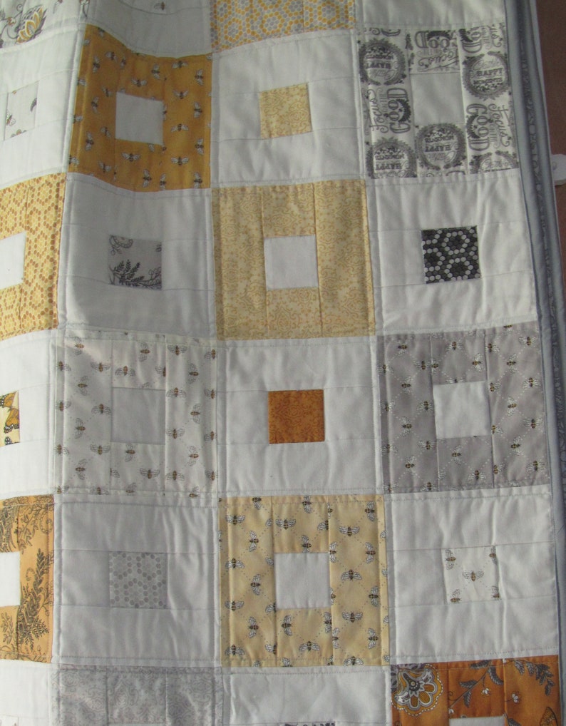 Honeybee Quilt Modern Bee Quilt Bee Quilted Throw Bee Quilt Modern Quilt Gender Neutral Teen Bee Quilt Lap Quilt Adult Bee Quilt