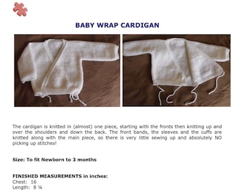 Newborn Baby Wrap Crossover Cardigan : Hand Knitting Pattern. Download version