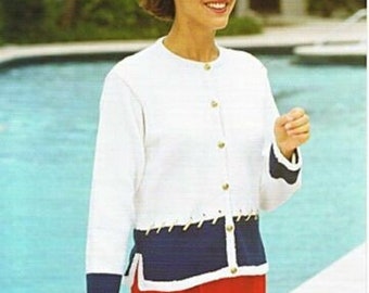 Ribbon Trimmed Jacket 32-42" Patons DK KNITTING PATTERN 2242